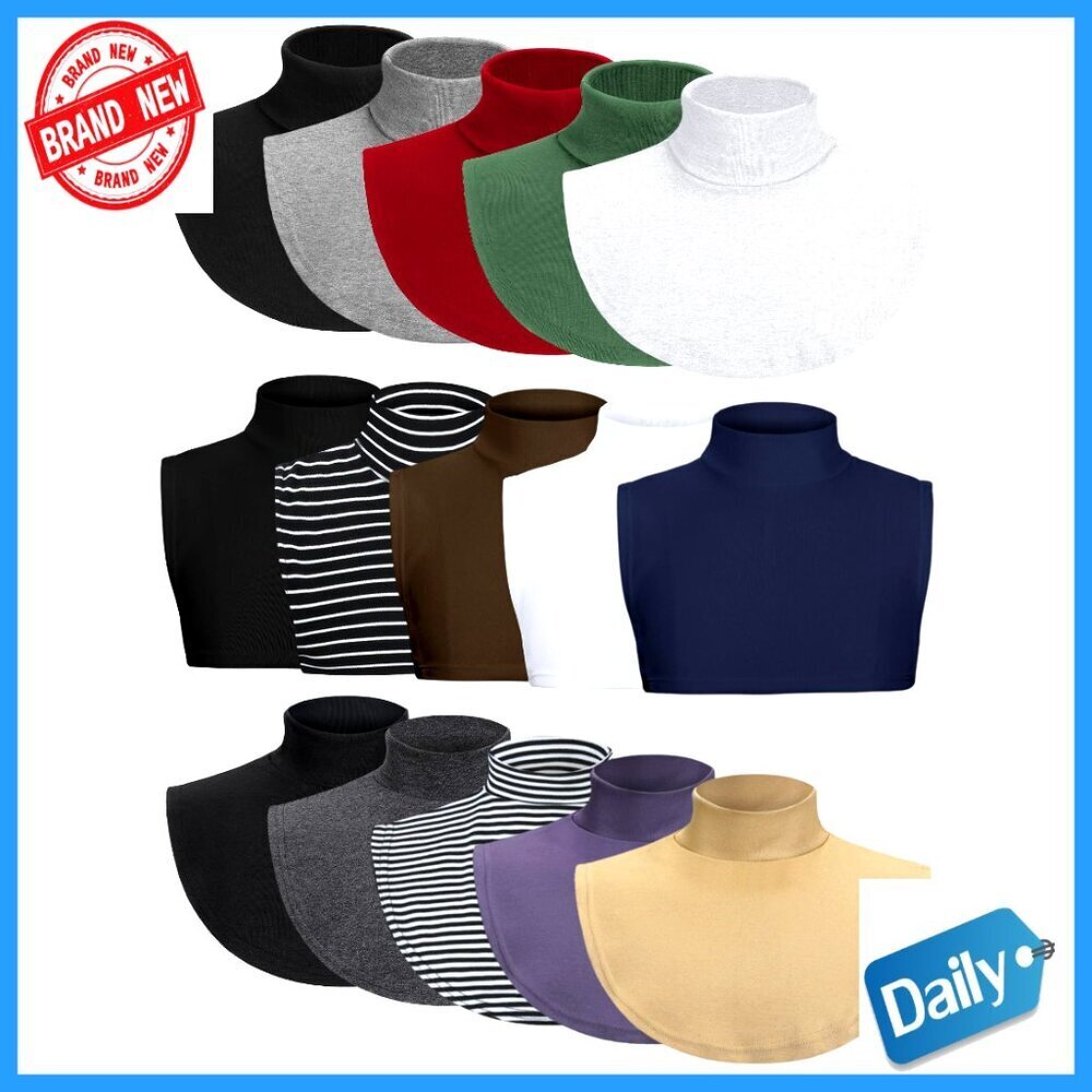 15-Pack Cotton Mock Turtleneck Collars for Women & Men Winter Layering